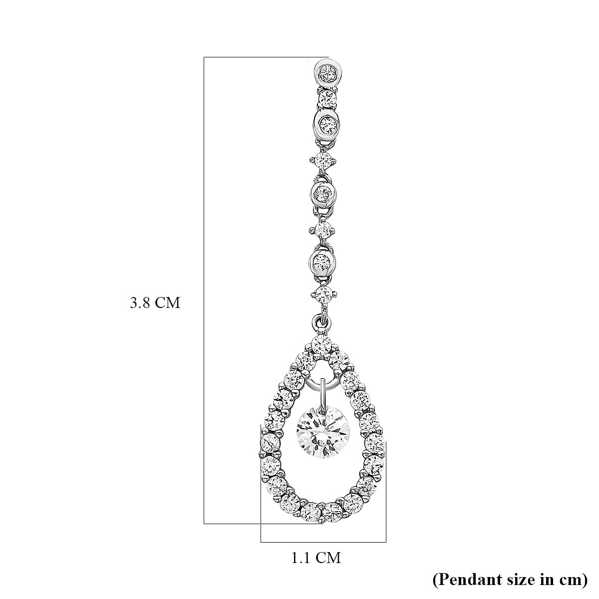 9K White Gold Cubic Zirconia Teardrop Drop Pendant 7752002 1