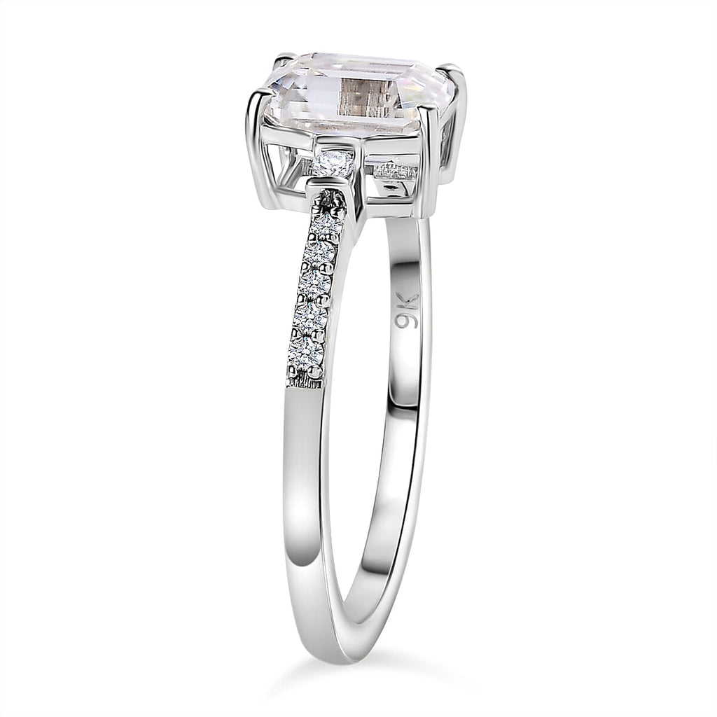 9K White Gold Moissanite Ring 1.12 Ct.