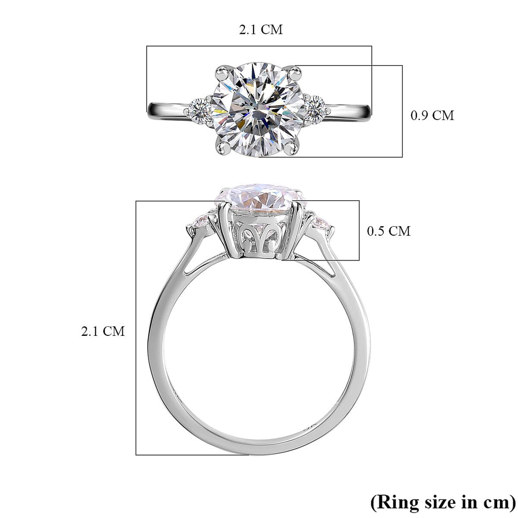 9K White Gold Moissanite Ring 1.82 Ct