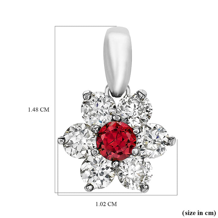 9K White Gold  A   Red Cubic Zirconia ,  Cubic Zirconia  Pendant 3.01 ct,  Gold Wt. 0.7 Gms  3.010  Ct. 7712542 2