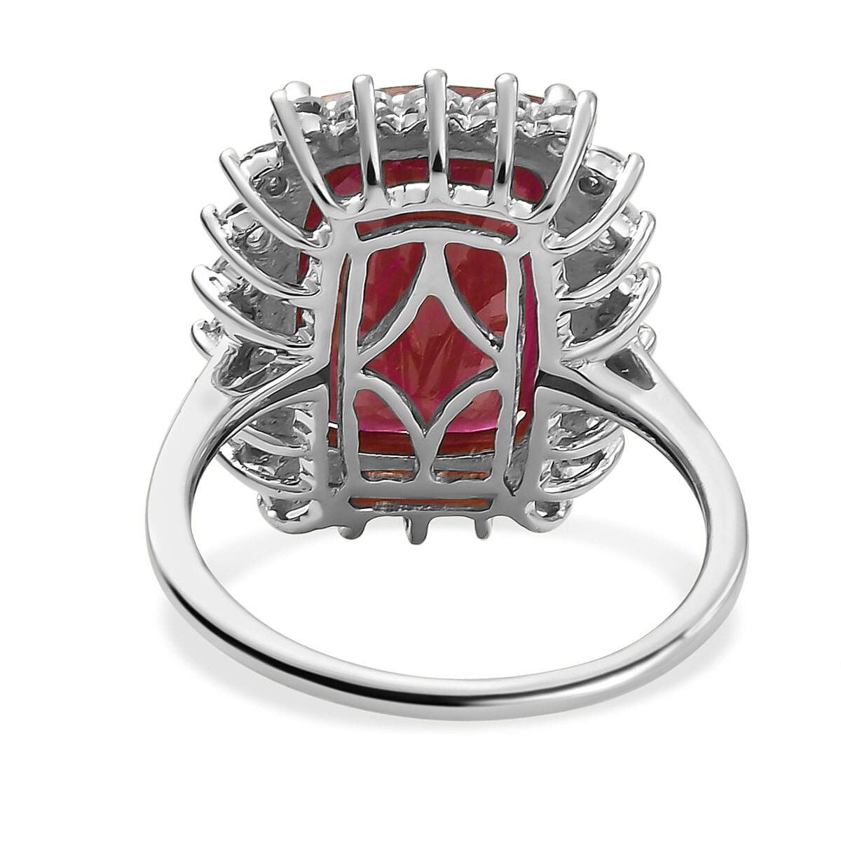 10.9 Ct. AAA African Ruby and Moissanite Halo Ring in 9K White Gold 7382500 5