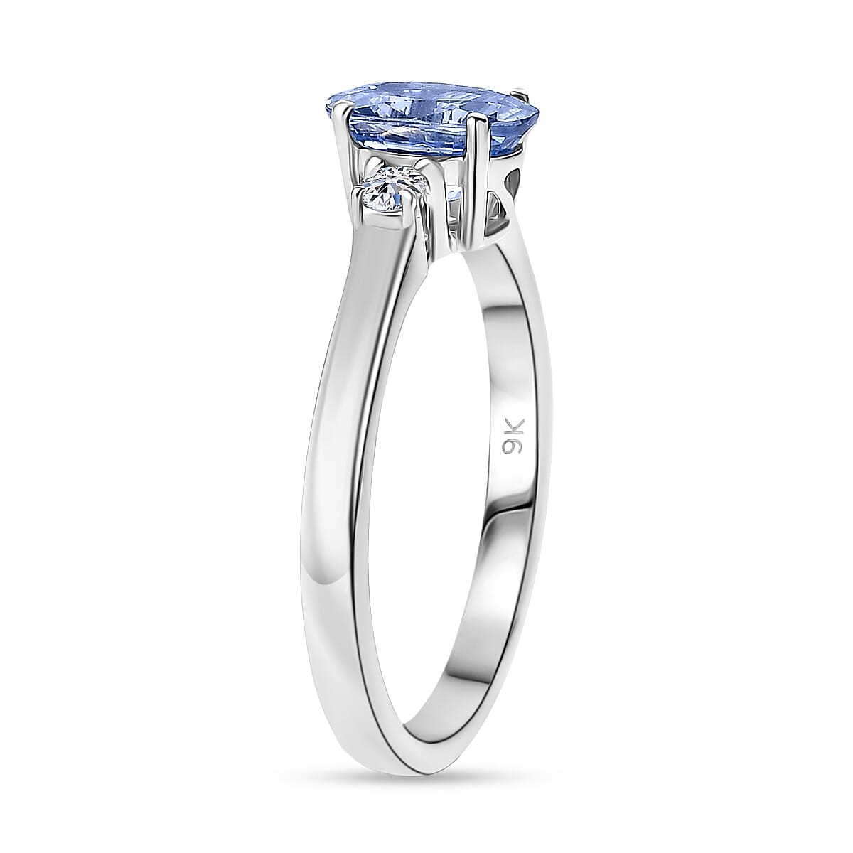 9K White Gold AA Blue Ceylon Sapphire, Lab Grown Diamond GH, SI Solitaire Ring, Gold Wt.3 Gms  1.240  Ct. 8197143 3