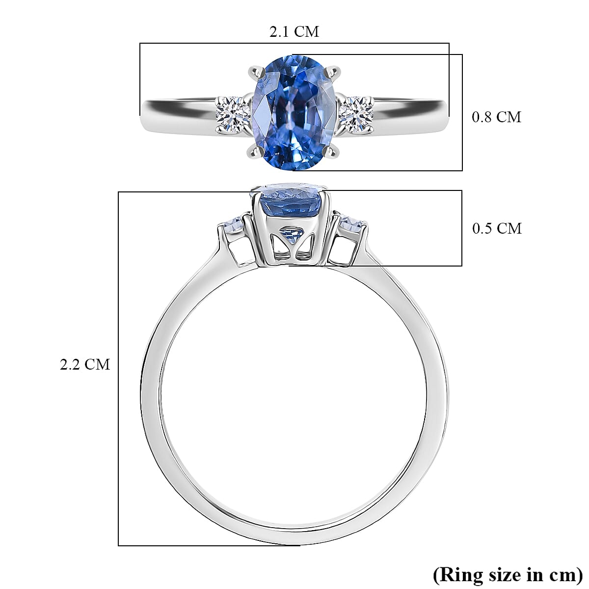 9K White Gold AA Blue Ceylon Sapphire, Lab Grown Diamond GH, SI Solitaire Ring, Gold Wt.3 Gms  1.240  Ct. 8197143 5