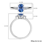 9K White Gold AA Blue Ceylon Sapphire, Lab Grown Diamond GH, SI Solitaire Ring, Gold Wt.3 Gms  1.240  Ct.