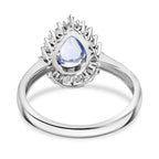 9K White Gold Ceylon Sapphire & White Diamond Ring 1.03 Ct