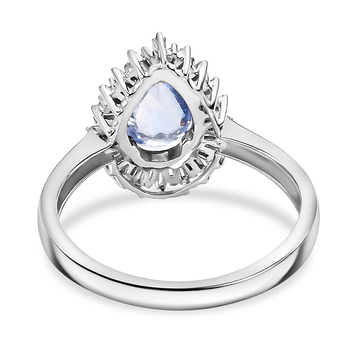 9K White Gold AA Ceylon Sapphire, White Diamond Halo Ring 7876654 5