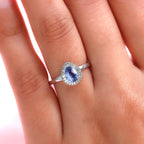 9K White Gold Ceylon Sapphire and Diamond Ring 1.09 Ct.