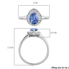 9K White Gold Ceylon Sapphire and Diamond Ring 1.09 Ct.