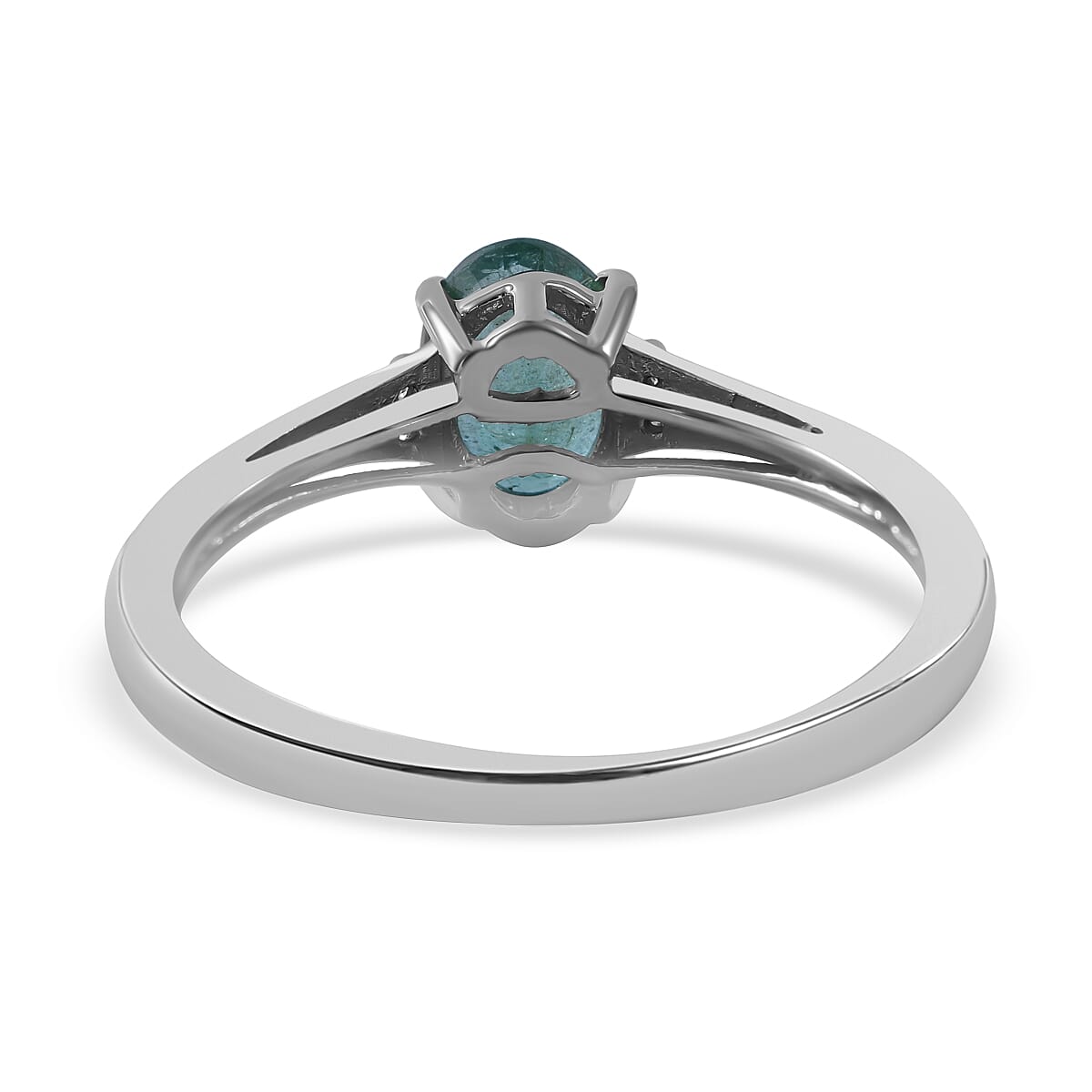 Emerald and Moissanite Ring in 9K White Gold 7539805 4