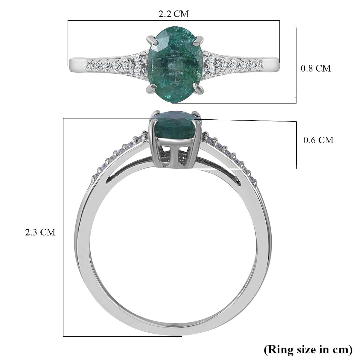 Emerald and Moissanite Ring in 9K White Gold 7539805 5