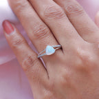 9K White Gold Ethiopian Welo Opal and Natural Zircon Ring