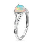 9K White Gold Ethiopian Welo Opal and Natural Zircon Ring