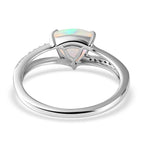 9K White Gold Ethiopian Welo Opal and Natural Zircon Ring