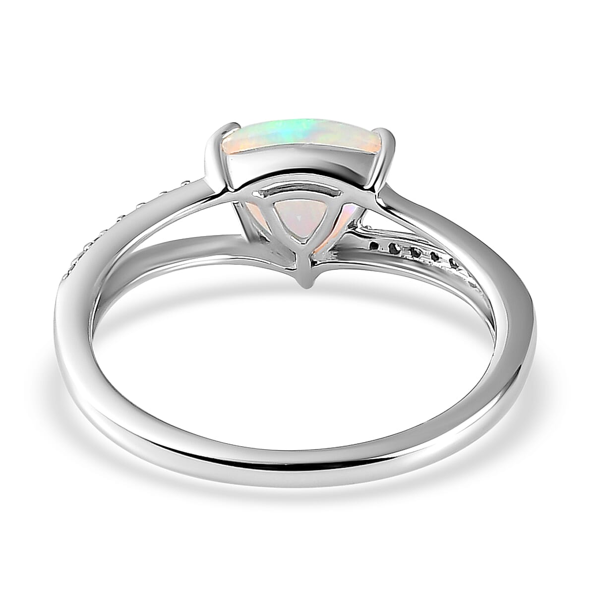 9K White Gold AA Ethiopian Opal and Zircon Ring 0.87 Ct 7082324 5