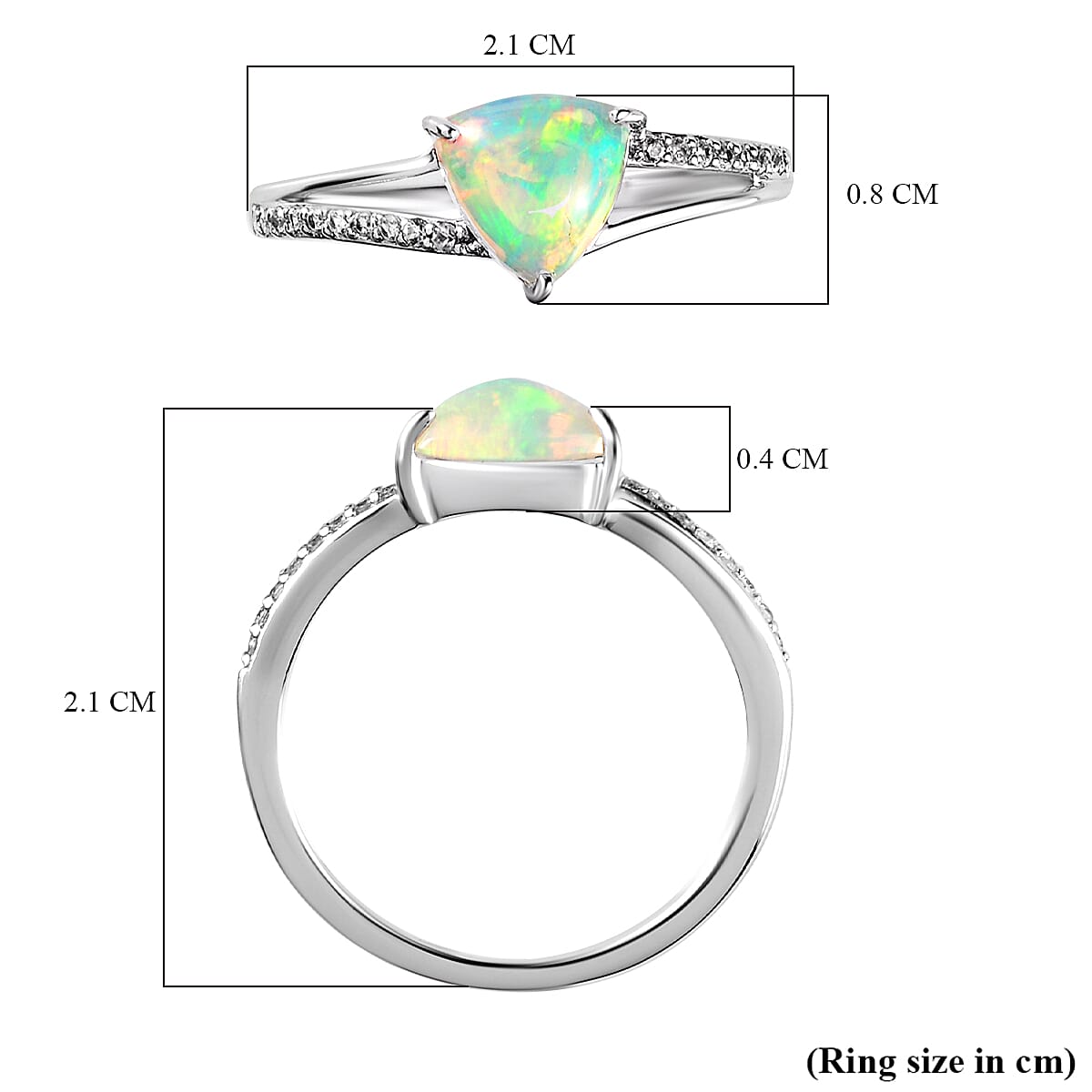 9K White Gold AA Ethiopian Opal and Zircon Ring 0.87 Ct 7082324 6