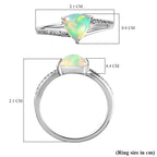 9K White Gold Ethiopian Welo Opal and Natural Zircon Ring