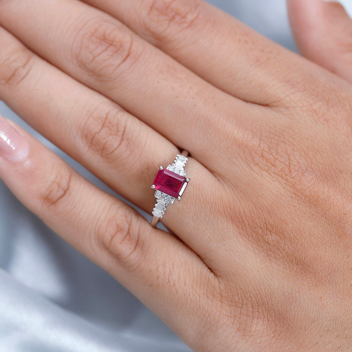 9K White Gold Ruby (FF) Diamond Ring 1.66 Ct. 7625290 2