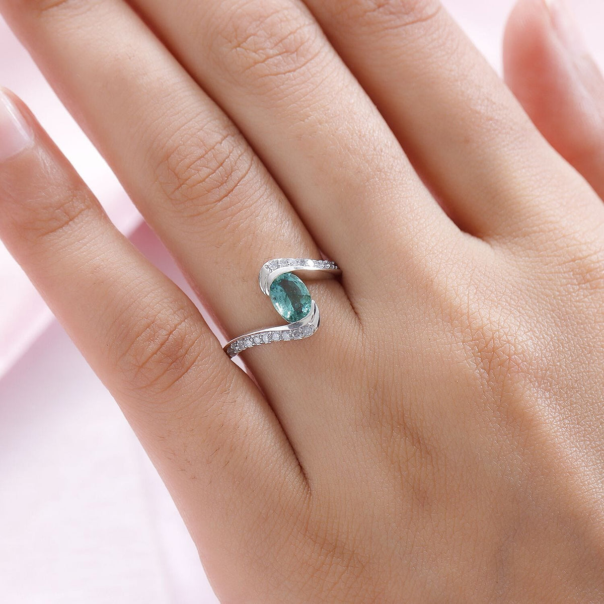 9K White  Gold AA Kagem Zambian Emerald and Diamond I3 GH Bypass Ring 1 Ct 7018872 3