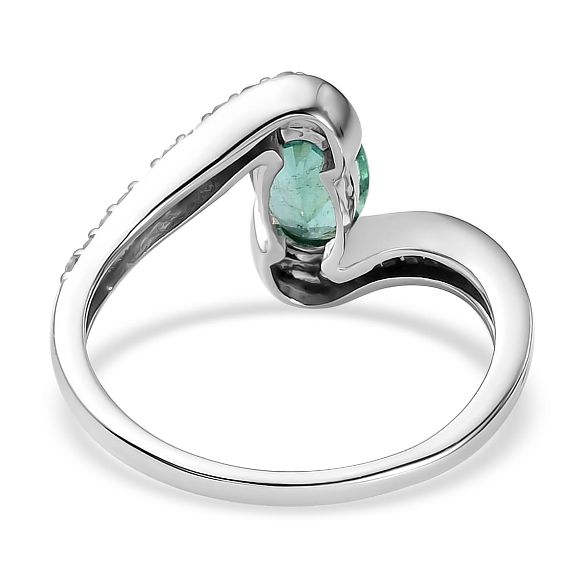 9K White  Gold AA Kagem Zambian Emerald and Diamond I3 GH Bypass Ring 1 Ct 7018872 5