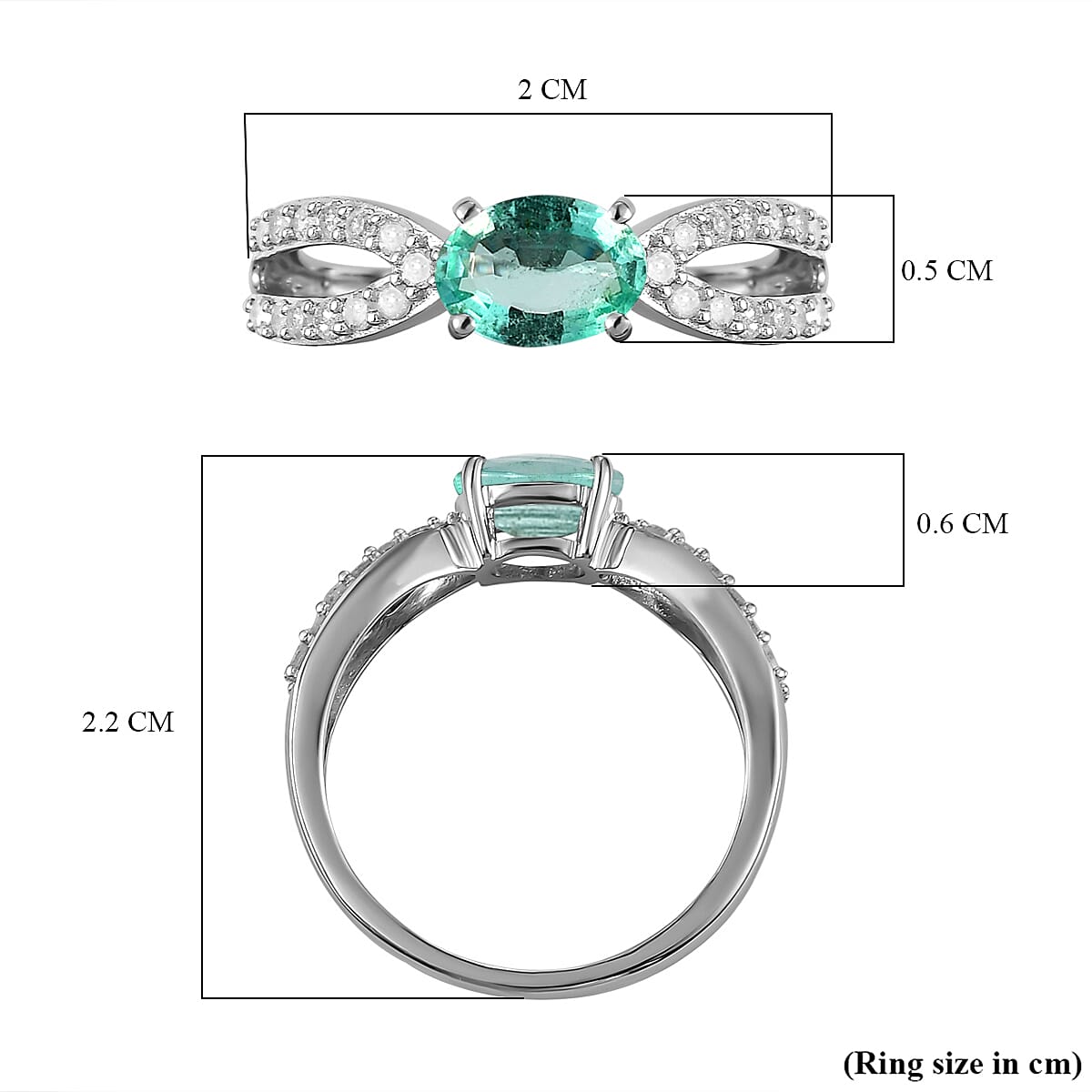 9K White Gold AA Kagem Zambian Emerald and Diamond I3 GH Crisscross Ring 1 Ct 7018736 6