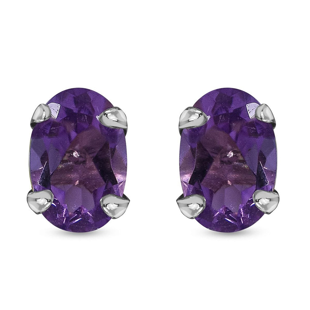 9K White Gold AA Lusaka Amethyst Earrings (With Push Back) 1.00 Ct.