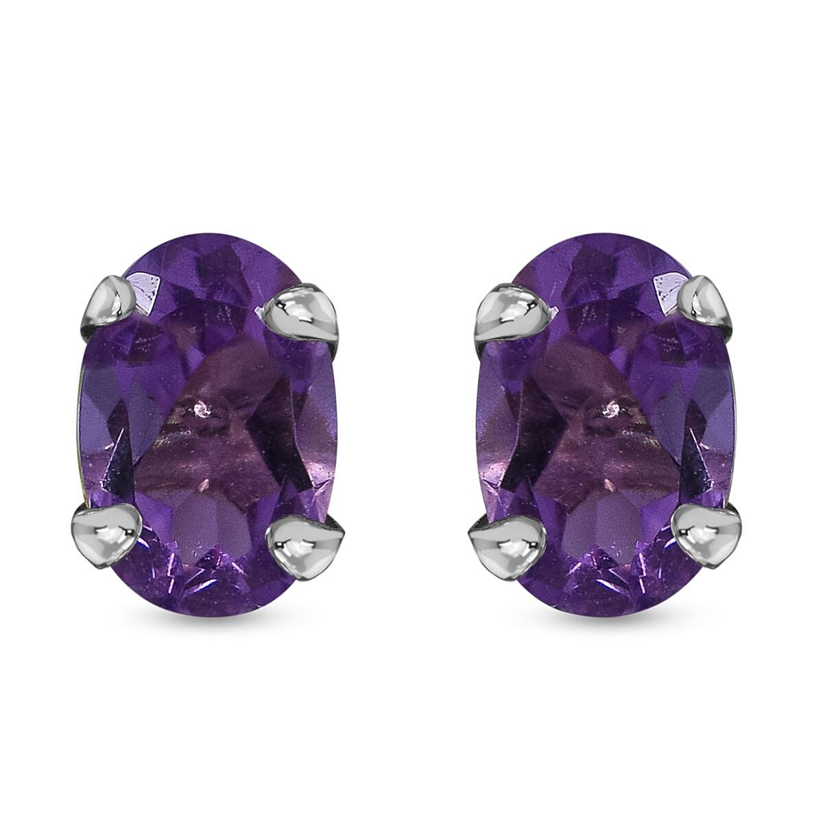 9K White Gold AA Lusaka Amethyst Earrings (With Push Back) 1.00 Ct. 7437133 0