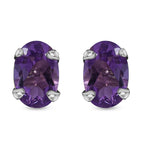 9K White Gold AA Lusaka Amethyst Earrings (With Push Back) 1.00 Ct.