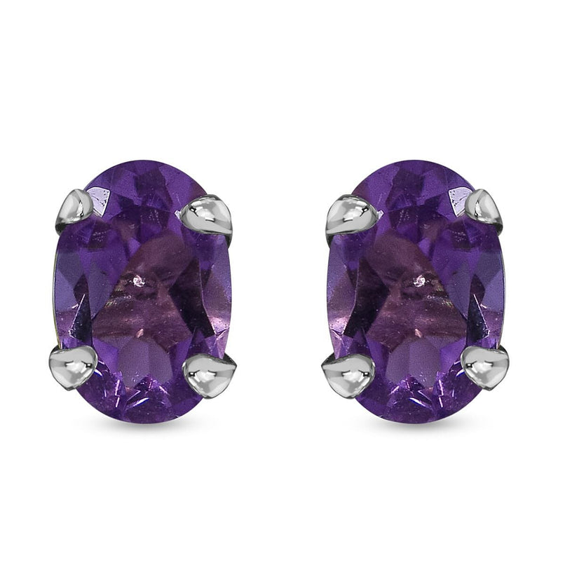 9K White Gold AA Lusaka Amethyst Earrings (With Push Back) 1.00 Ct.