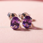 9K White Gold AA Lusaka Amethyst Earrings (With Push Back) 1.00 Ct.