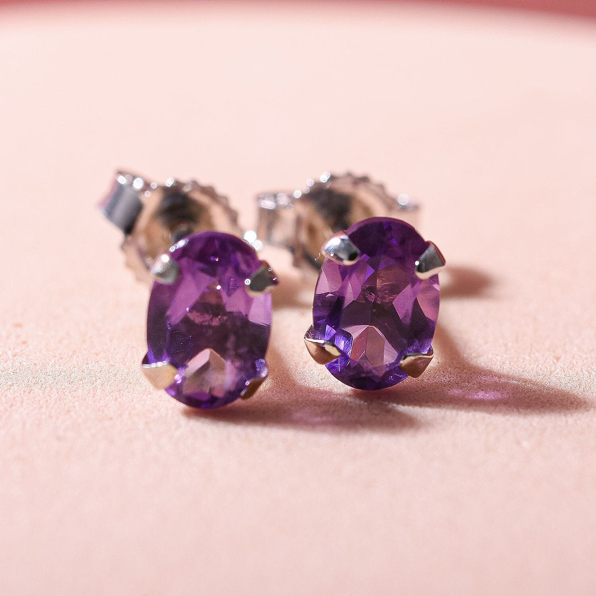 9K White Gold AA Lusaka Amethyst Earrings (With Push Back) 1.00 Ct. 7437133 2