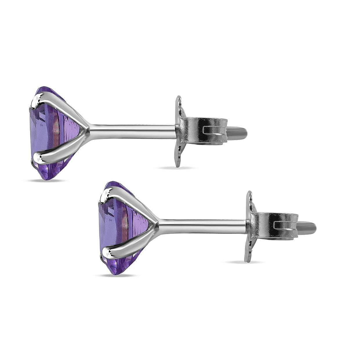 9K White Gold AA Lusaka Amethyst Earrings (With Push Back) 1.00 Ct. 7437133 4