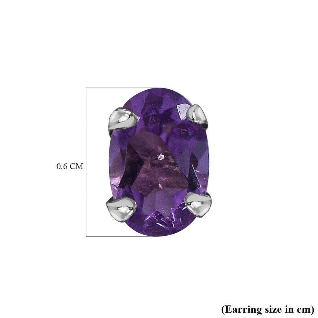 9K White Gold AA Lusaka Amethyst Earrings (With Push Back) 1.00 Ct.