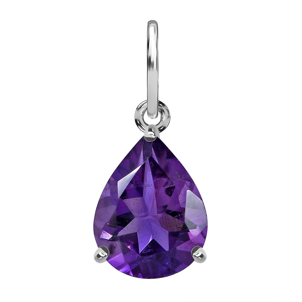9K White Gold Lusaka Amethyst Solitaire Pendant 1.00 Ct.