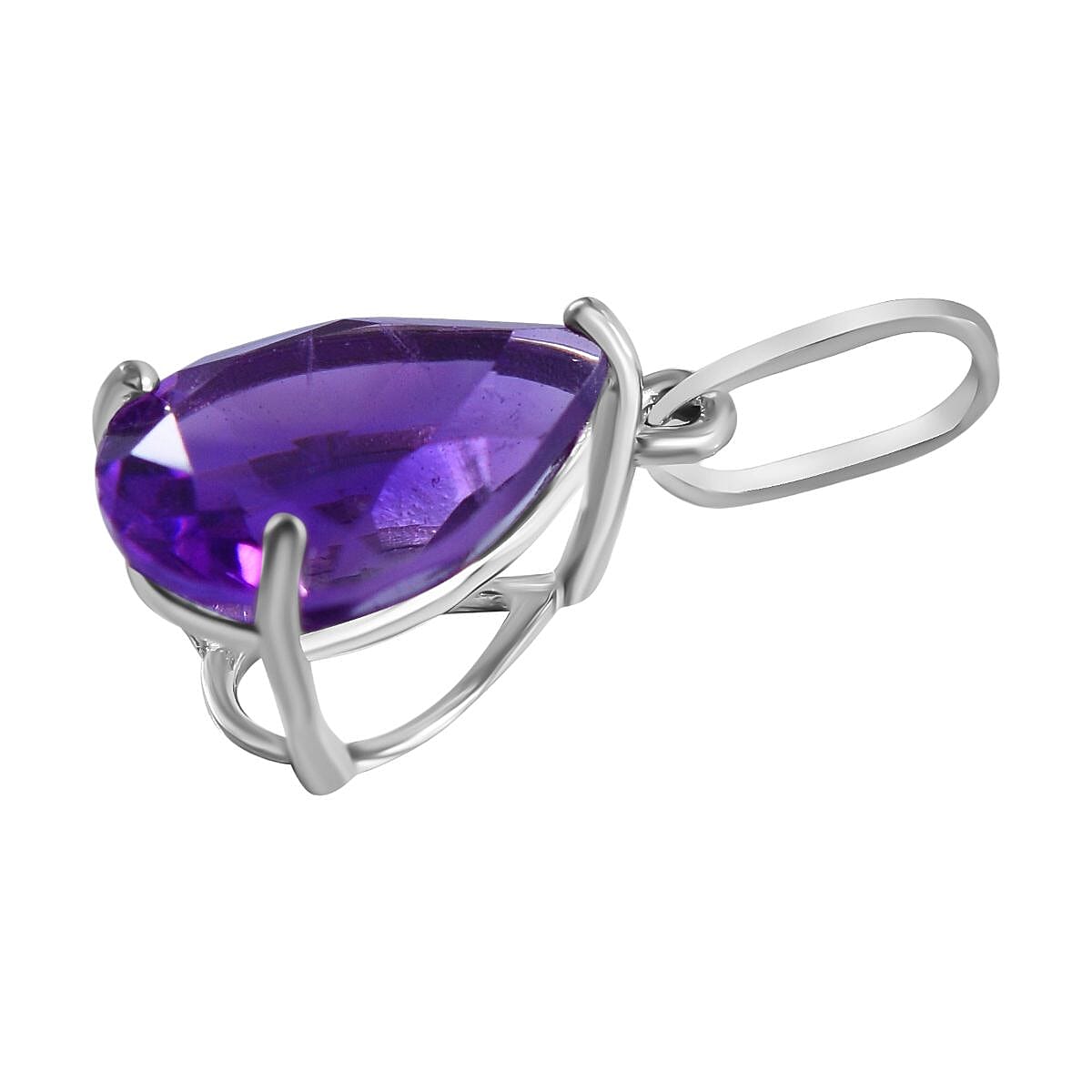 9K White Gold Lusaka Amethyst Solitaire Pendant 1.00 Ct. 7631485 4