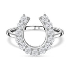 9K White Gold Moissanite Horseshoe Ring 0.64 Ct.