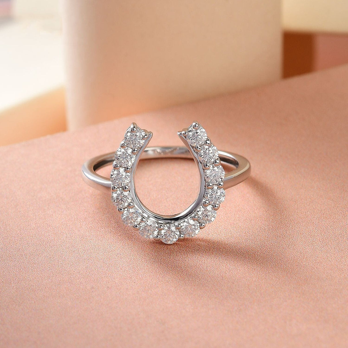 9K White Gold AA Moissanite Horseshoe Ring 0.62 ct,  Gold Wt. 2.12 Gms  0.624  Ct. 7160030 2