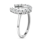 9K White Gold Moissanite Horseshoe Ring 0.64 Ct.