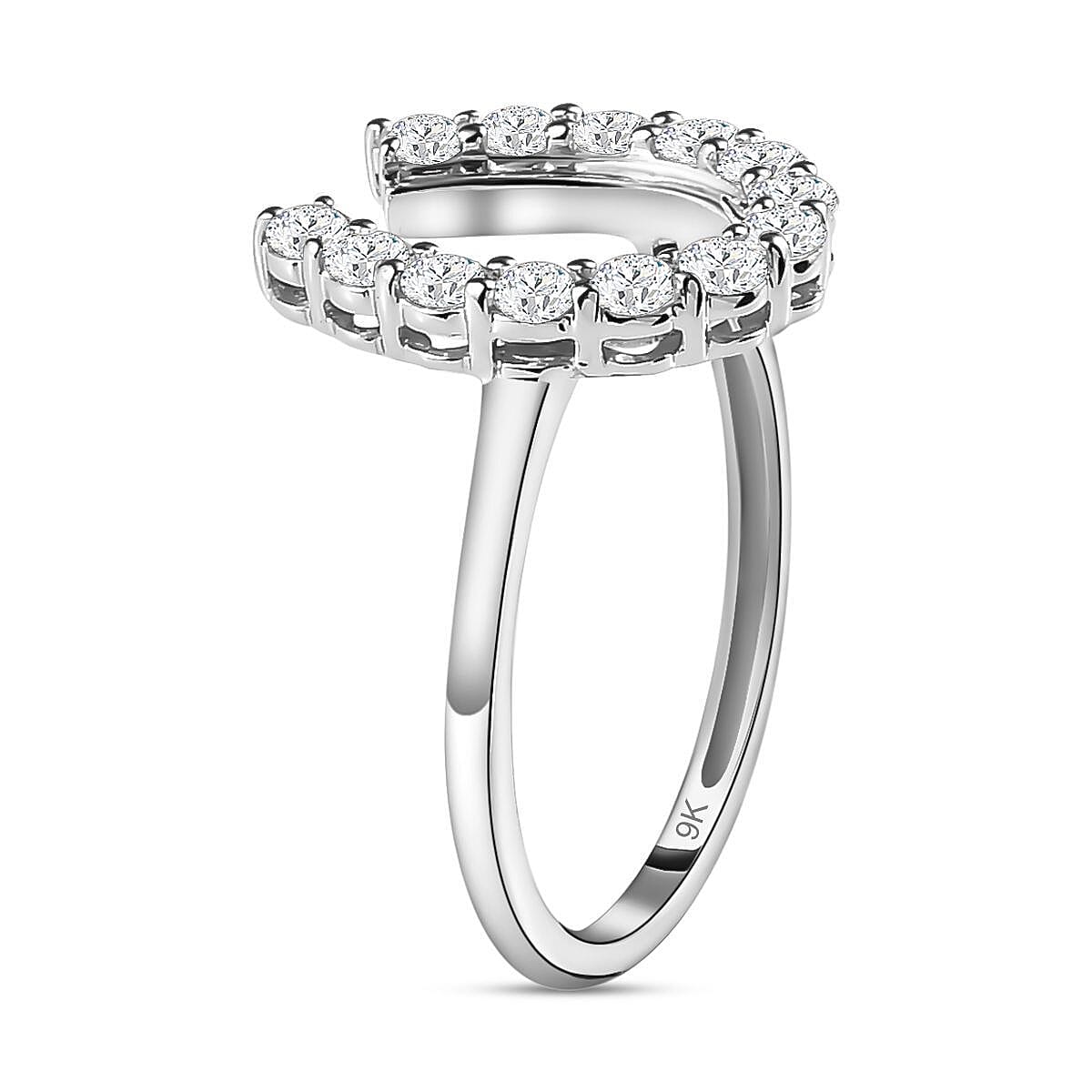 9K White Gold AA Moissanite Horseshoe Ring 0.62 ct,  Gold Wt. 2.12 Gms  0.624  Ct. 7160030 4