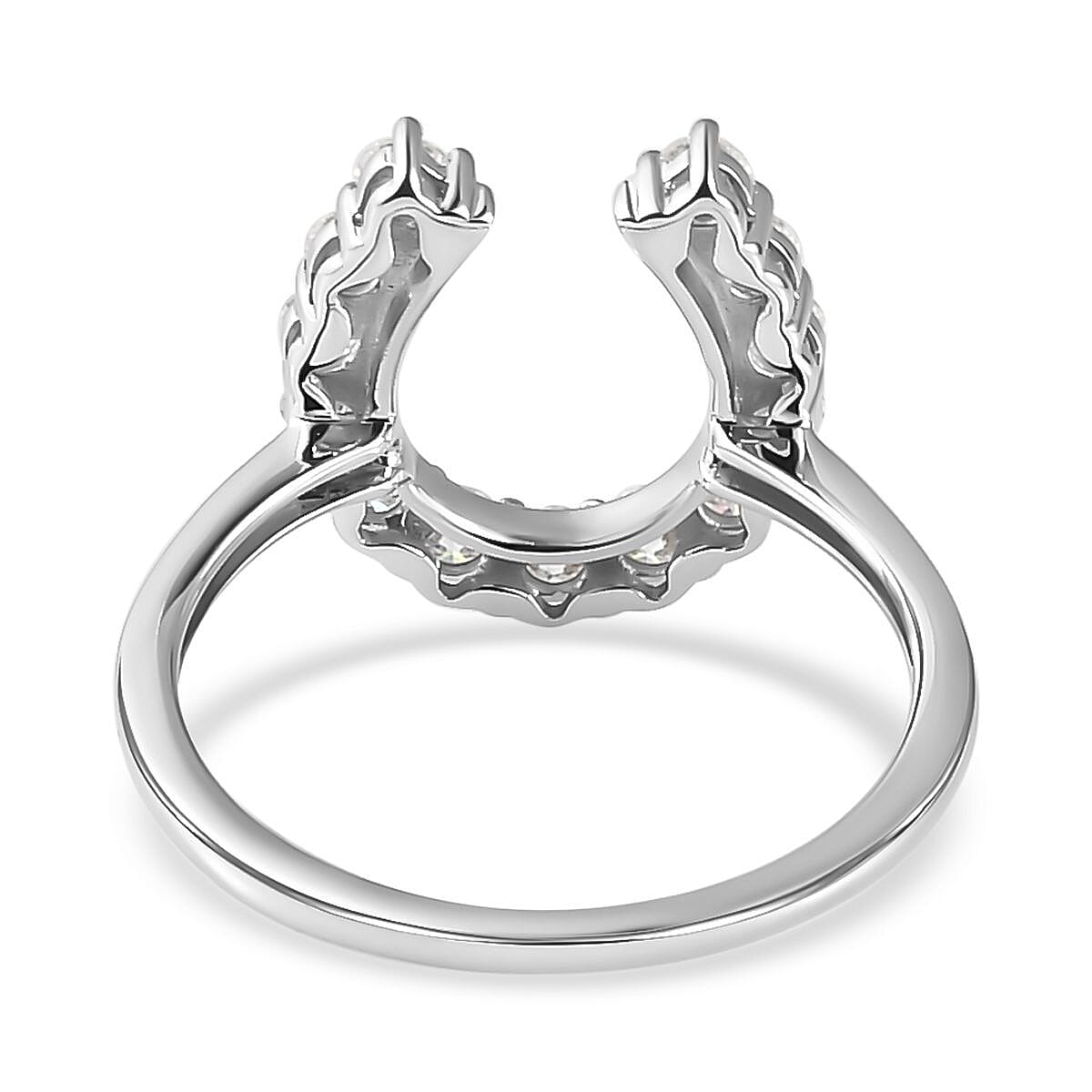 9K White Gold AA Moissanite Horseshoe Ring 0.62 ct,  Gold Wt. 2.12 Gms  0.624  Ct. 7160030 5