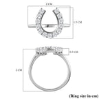 9K White Gold Moissanite Horseshoe Ring 0.64 Ct.