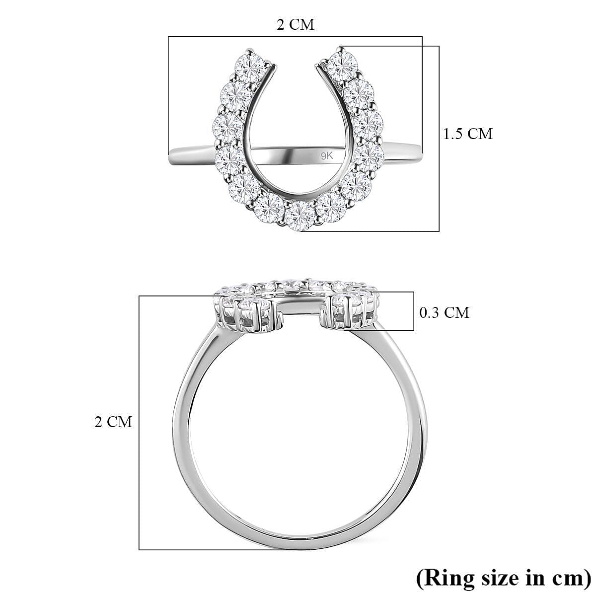9K White Gold AA Moissanite Horseshoe Ring 0.62 ct,  Gold Wt. 2.12 Gms  0.624  Ct. 7160030 6