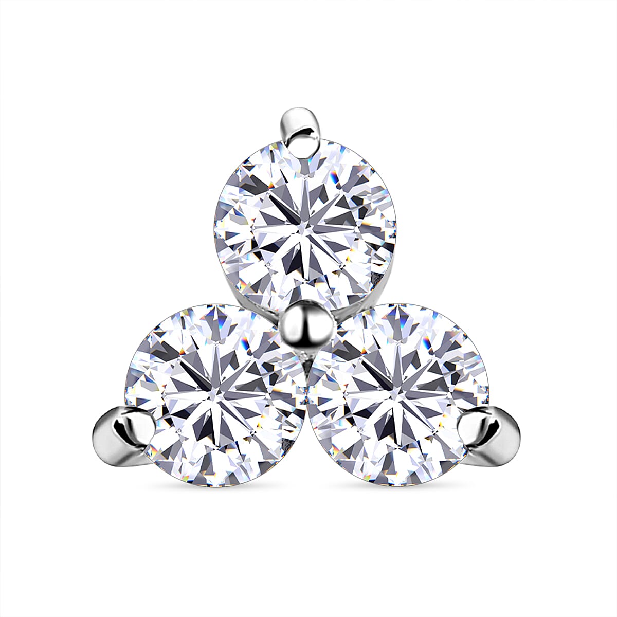 9K White Gold AA Moissanite Trilogy Pendant 7083472 0