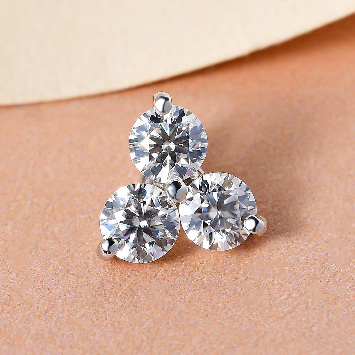 9K White Gold AA Moissanite Trilogy Pendant 7083472 3