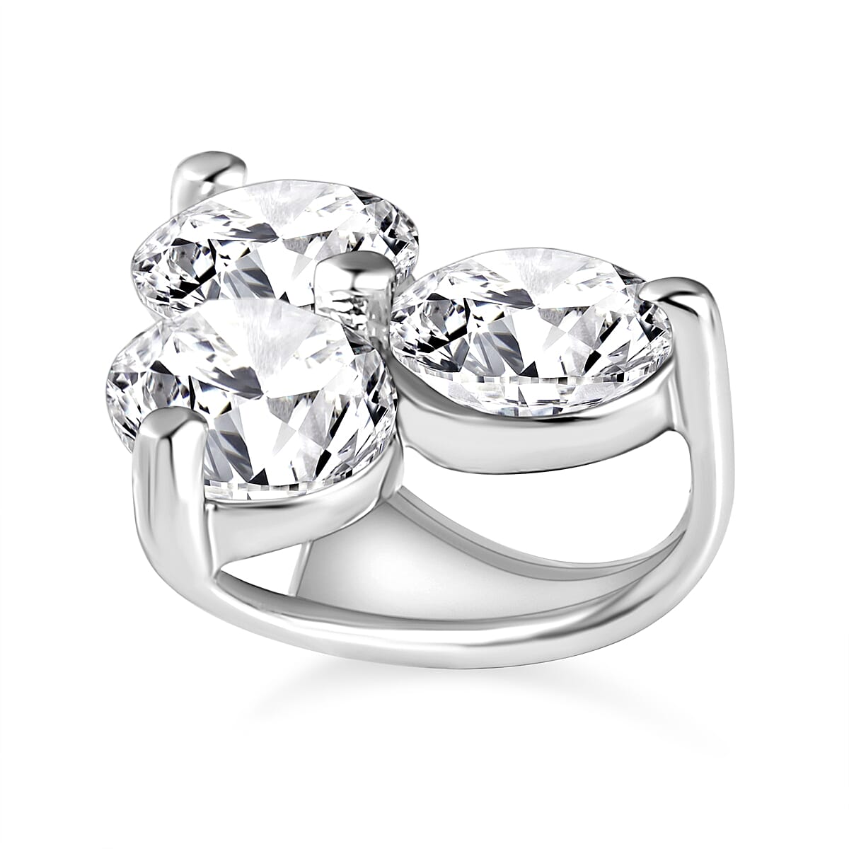 9K White Gold AA Moissanite Trilogy Pendant 7083472 4