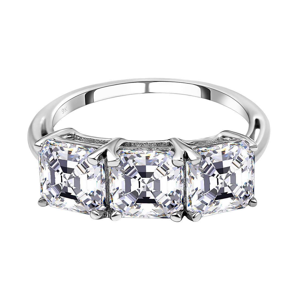 9K White Gold AA Moissanite Trilogy Ring 2.88 Ct 7169260 1
