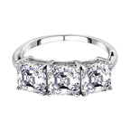 9K White Gold Moissanite 3 Stone Ring 2.88 Ct.