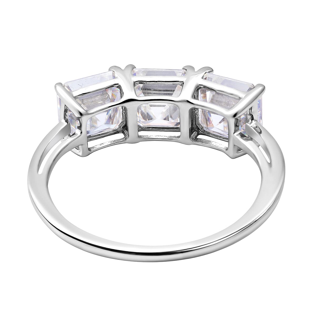 9K White Gold AA Moissanite Trilogy Ring 2.88 Ct 7169260 3