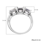 9K White Gold Moissanite 3 Stone Ring 2.88 Ct.