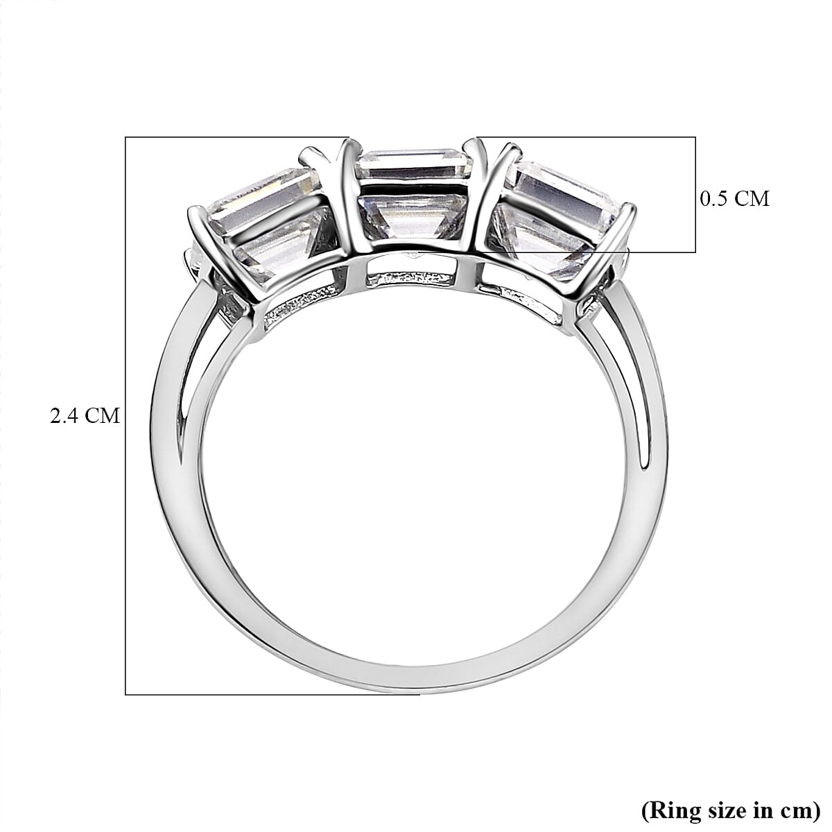 9K White Gold AA Moissanite Trilogy Ring 2.88 Ct 7169260 4