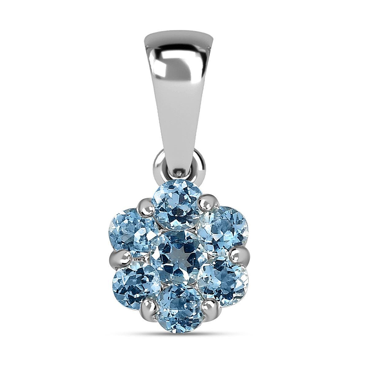 9K White Gold Santamaria Aquamarine Cluster Pendant. 7370586 0